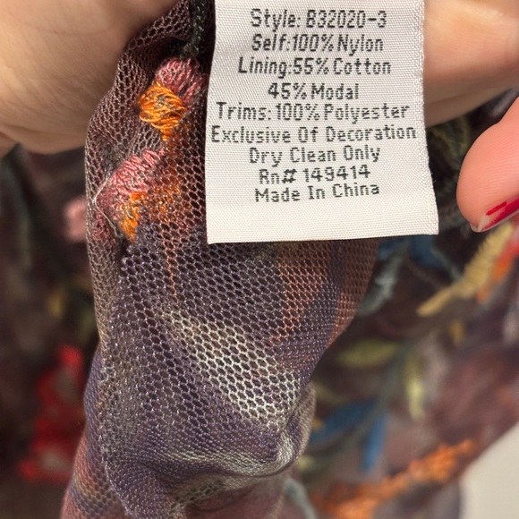 Johnny Was BIYA Embroidered Mesh Dress Boho Floral RARE like new - Picture 15 of 16